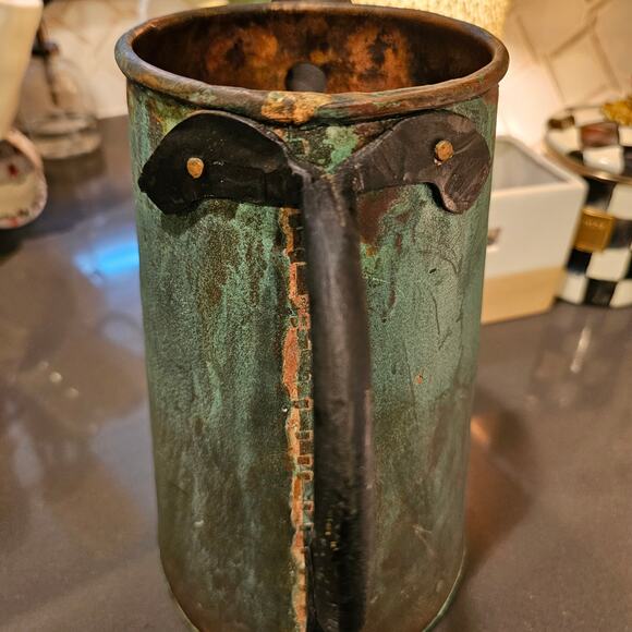 Early 1900s Verdigris Copper Pitcher Perfect Display Piece - Picture 6 of 14